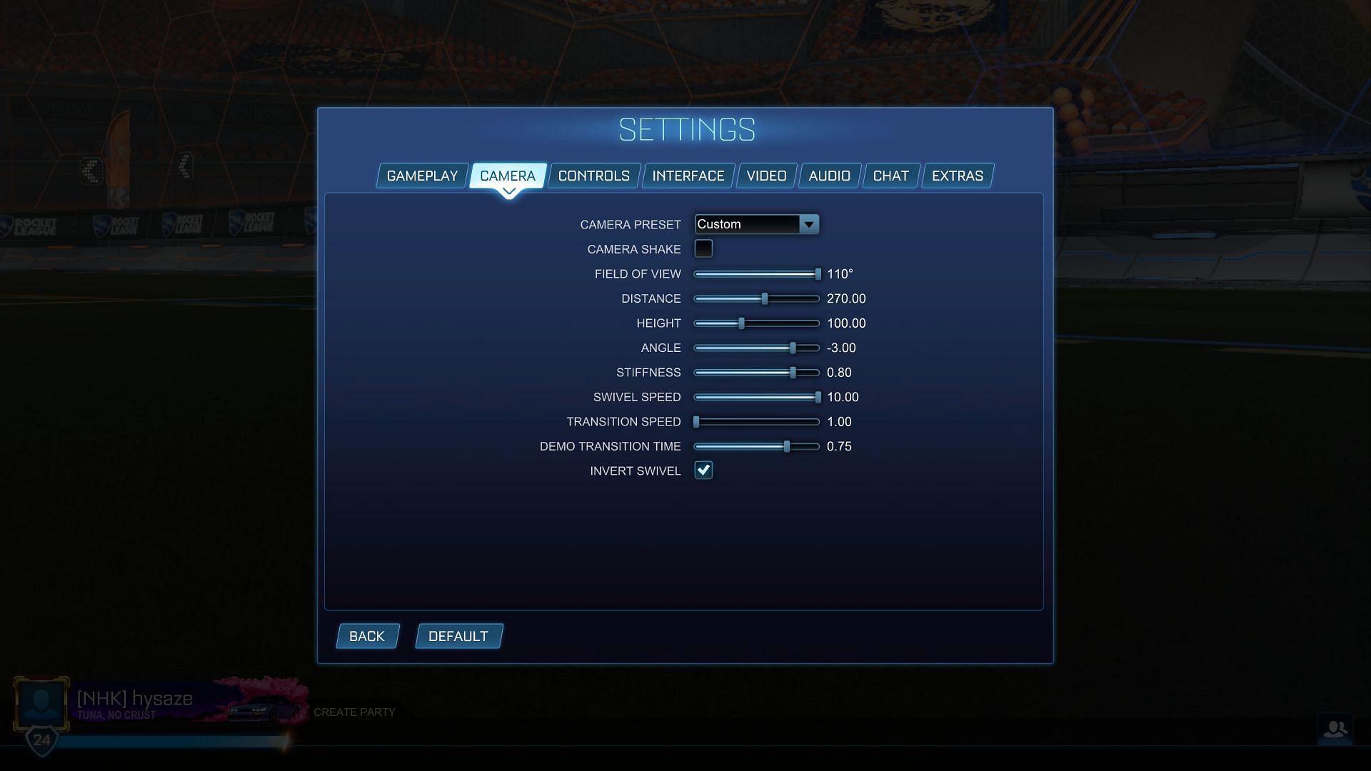 Best camera settings (Image via Sportskeeda Gaming || Psyonix)